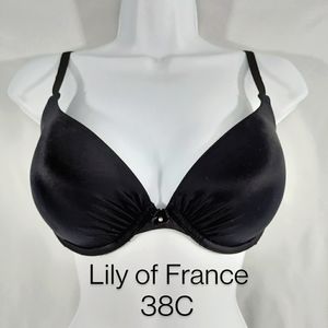 Lily of France Perfect Lift Padded Black T-Shirt Bra Plus Size 38C